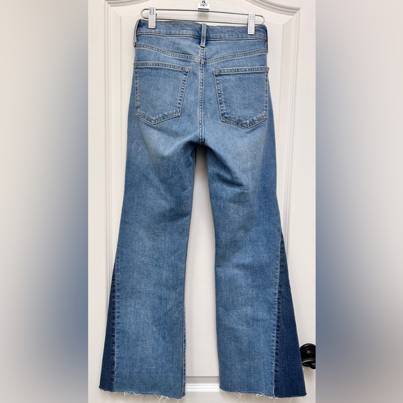 Gap High Rise Patched 70s Flare Raw Hem Jeans Woman’s 24/00P - Picture 7 of 13